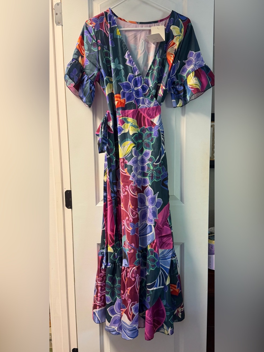 Floral Wrap Maxi Dress in Multicolor